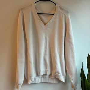 White V-neck Sweater